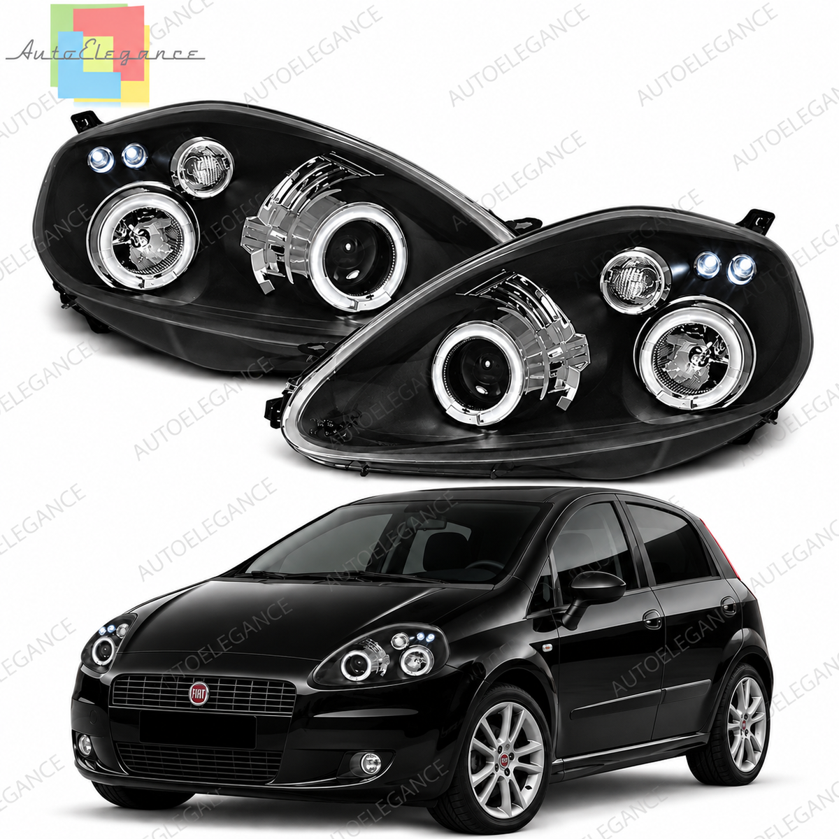 👉FARI ANTERIORI ADATTO PER FIAT GRANDE PUNTO 2005-2008 3/5👈