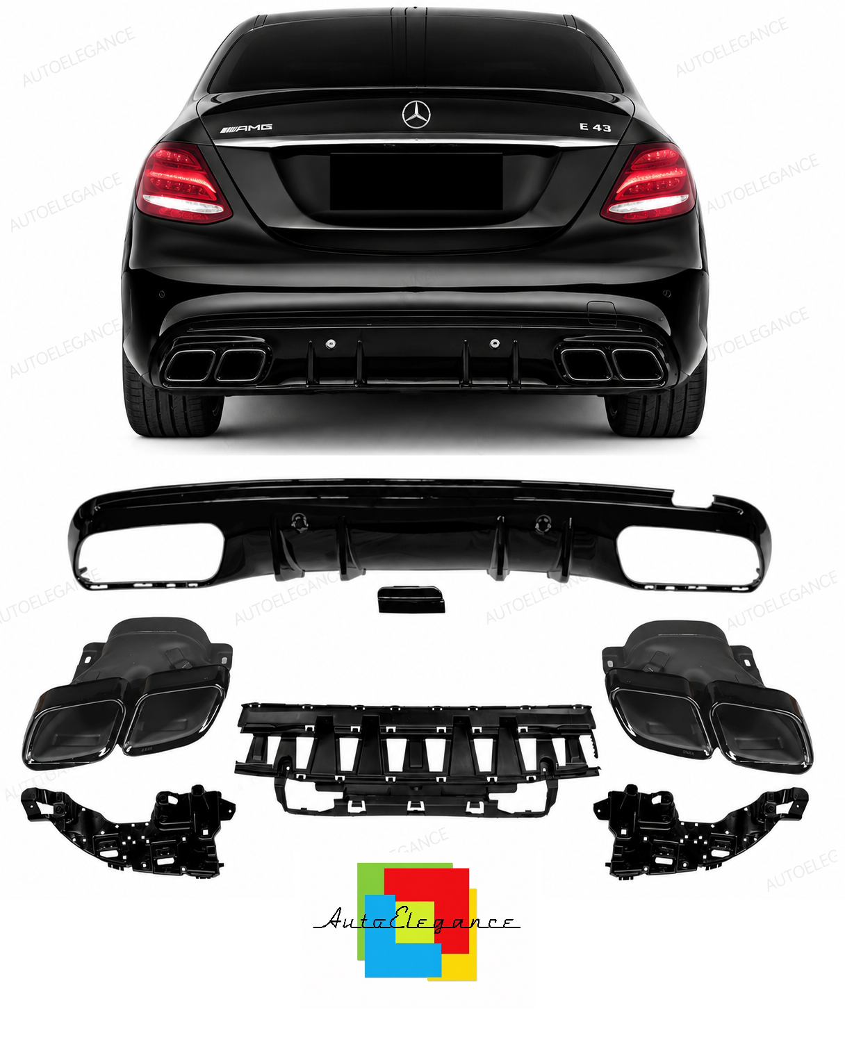 💕DIFFUSORI MERCEDES CLASSE C W205 NERO  LUCIDO  💕