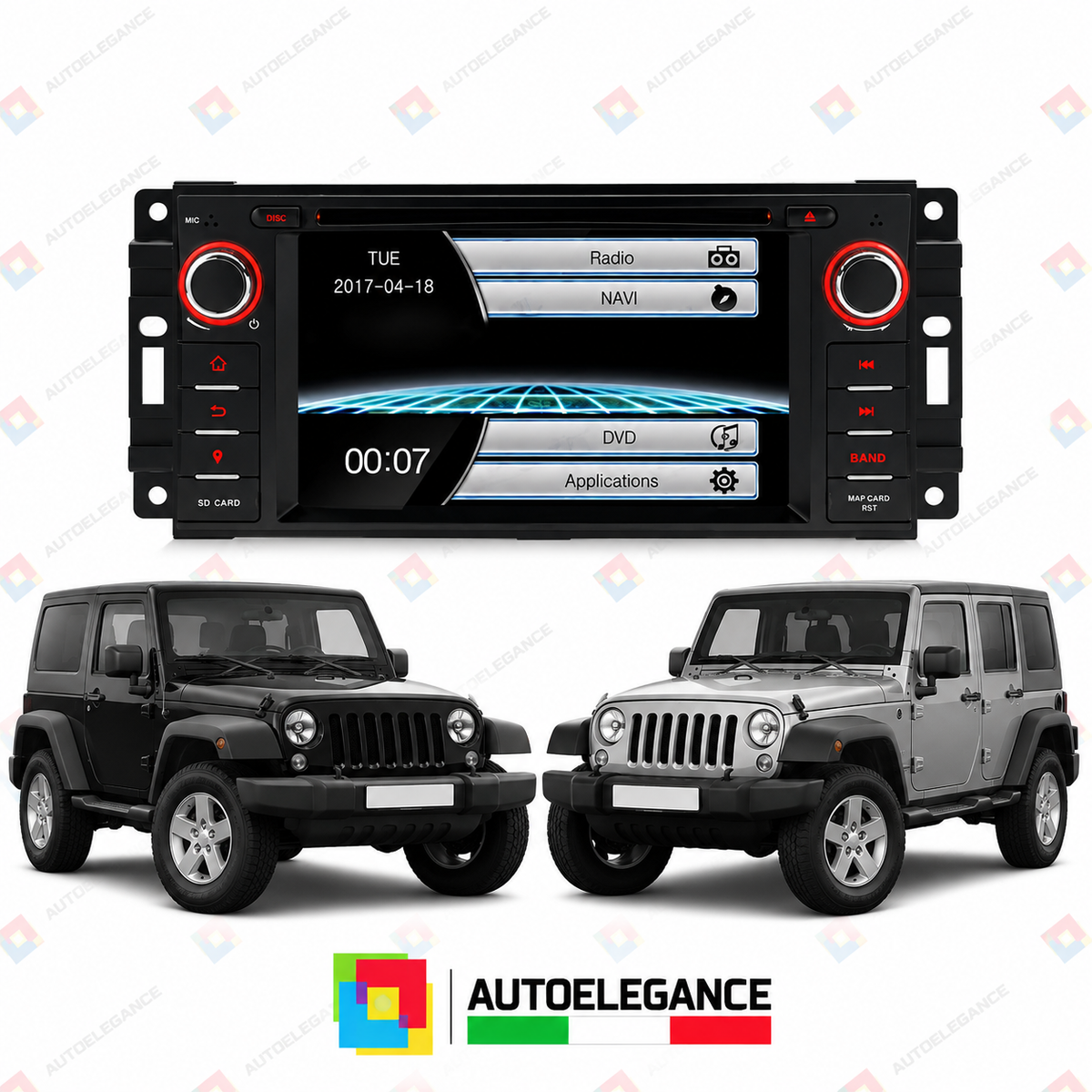 RADIO NAVIGATORE 6.2" ADATTO PER JEEP WRANGLER 07-12, USB GPS TATT
