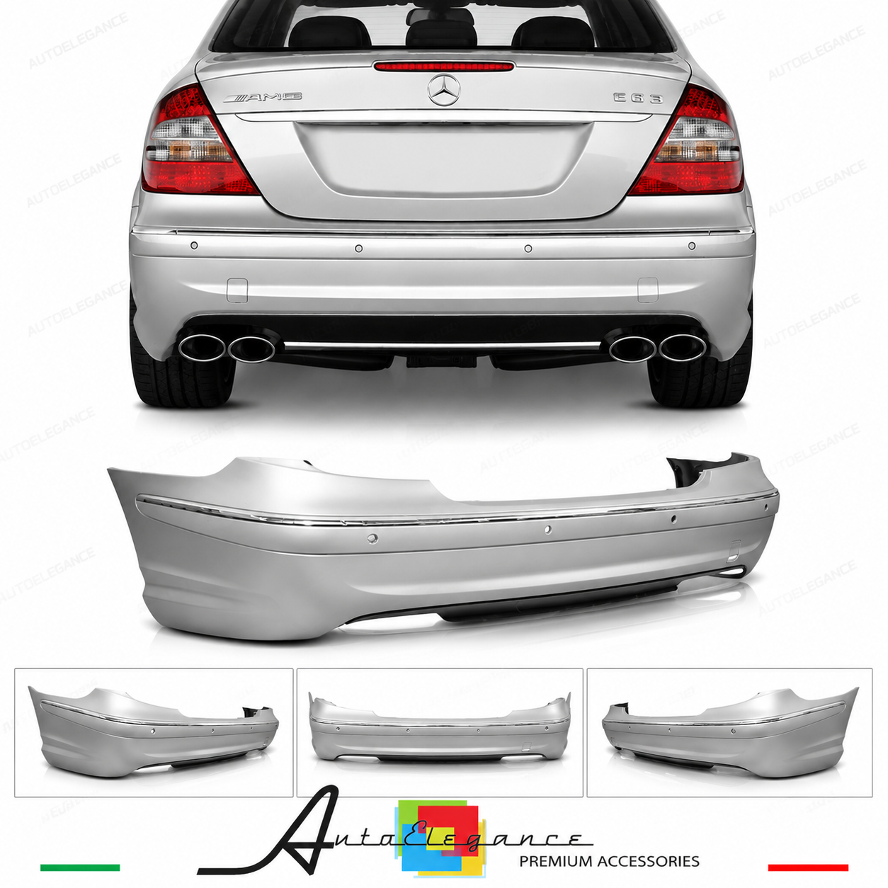 PARAURTI POSTERIORE MERCEDES CLASSE E W211 03-09 LOOK AMG PDC