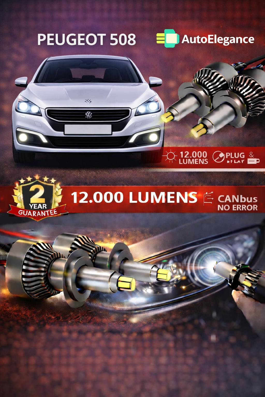 KIT LED Peugeot 508 ANABAGLIANTI H7 CANBUS Bianco 6500K 360 gradi