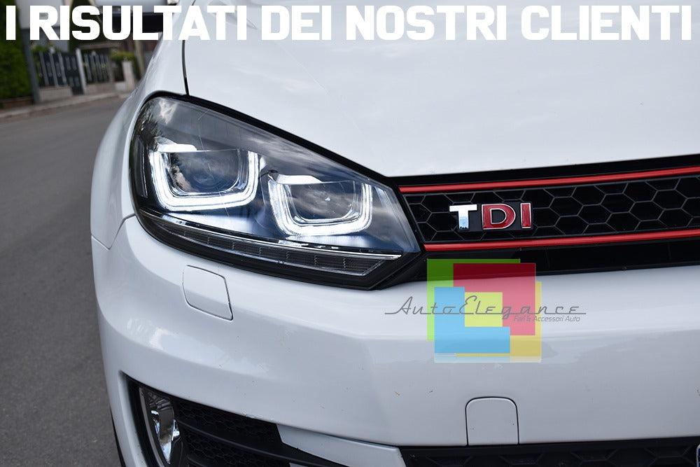 ✨FANALI ANTERIORI LUCI DIURNE ADATTI PER VW Golf 6 08-12 Trasparente/Nero✨