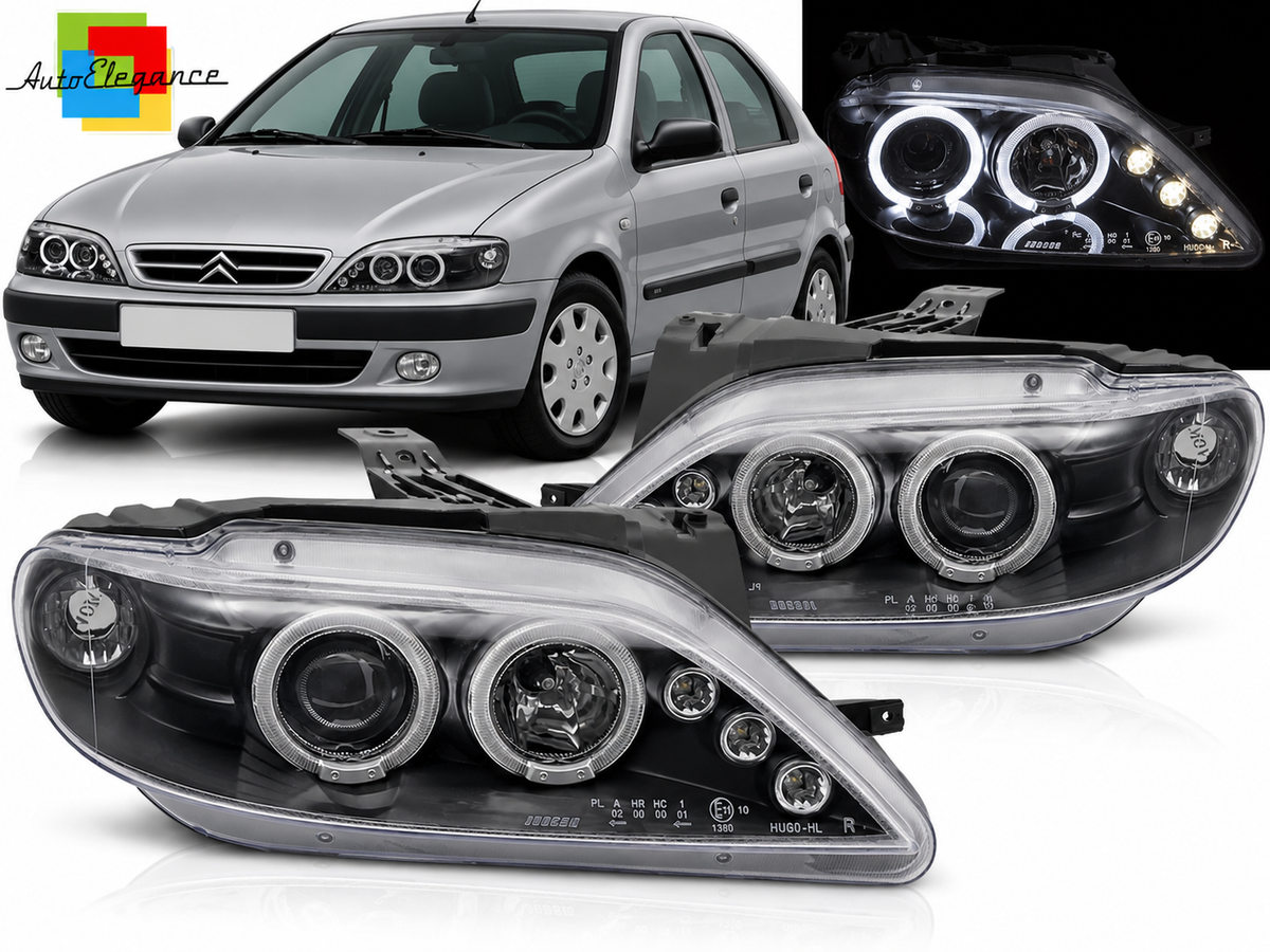 FARI ANTERIORI A LED NERI ADATTI PER CITROEN XSARA 97-00