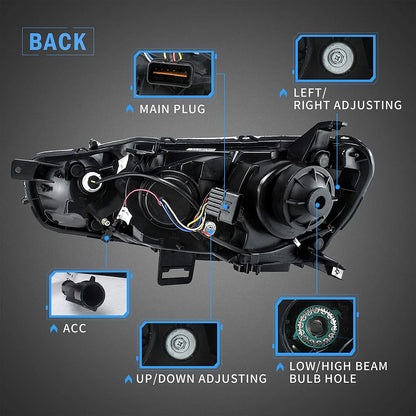 Dual Beam Headlights + D2S LED Bulbs for Mitsubishi EVO X &amp; Lancer 2008-2020 【Bulbs Included】 