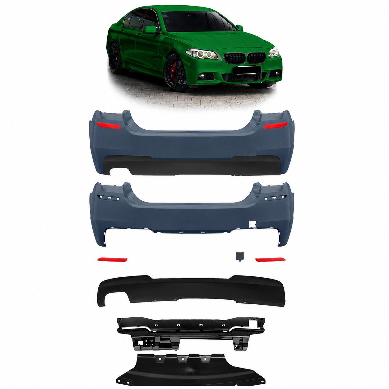 👉Paraurti posteriore con diffusore PDC adatto per BMW Serie 5 F10 2010-2017👈