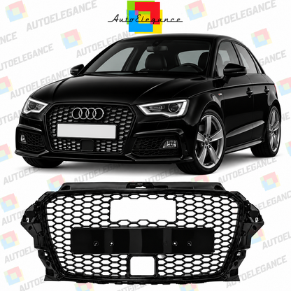 🔥ART.10660 GRIGLIA ADATTO PER AUDI A3 8V CON FORO ACC LOOK RS3 NERO 20 - 24🔥