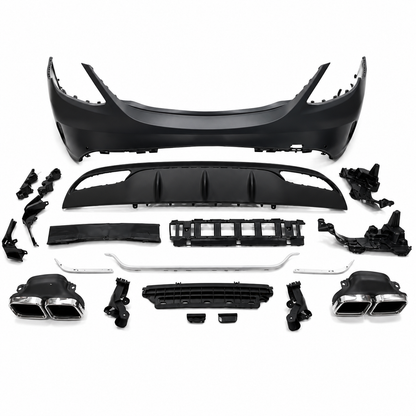 💕PARAURTI POSTERIORE MERCEDES CLASSE C W205 14-18 LOOK C63 + TERMINALI💕