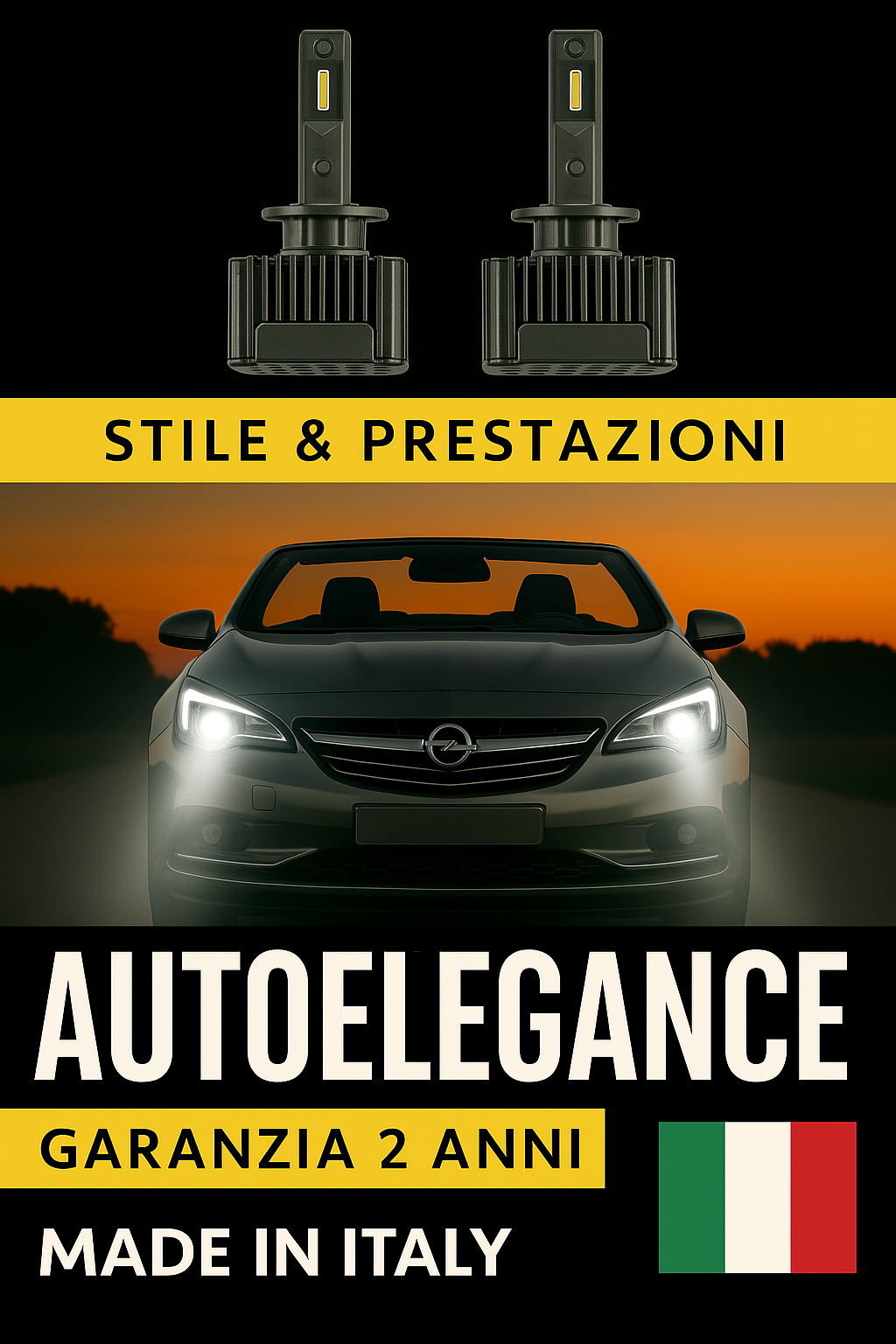 ⭐KIT LED D1S 6000K ANABBAGLIANTI PER OPEL CASCADA – LUCE BIANCA POTENTE⭐