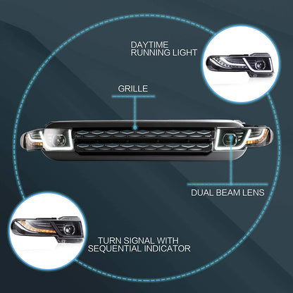 Black Grille LED Headlights Fit For Toyota FJ Cruiser 1st Generation 2007-2015 