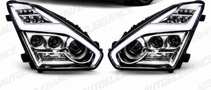 ART.11102 FARI  ANTERIORI ADATTO  PER NISSAN GT-R 08-11.13 LED CROMATO