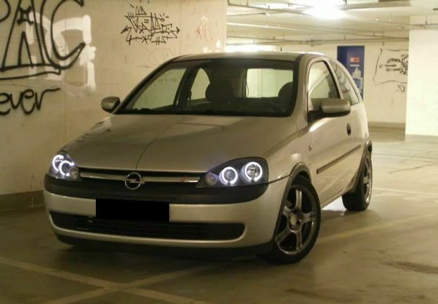 💫ART.6125 FARI ANTERIORI per OPEL CORSA C 2000 - 2006 OCCHI D'ANGELO CROMATI💫