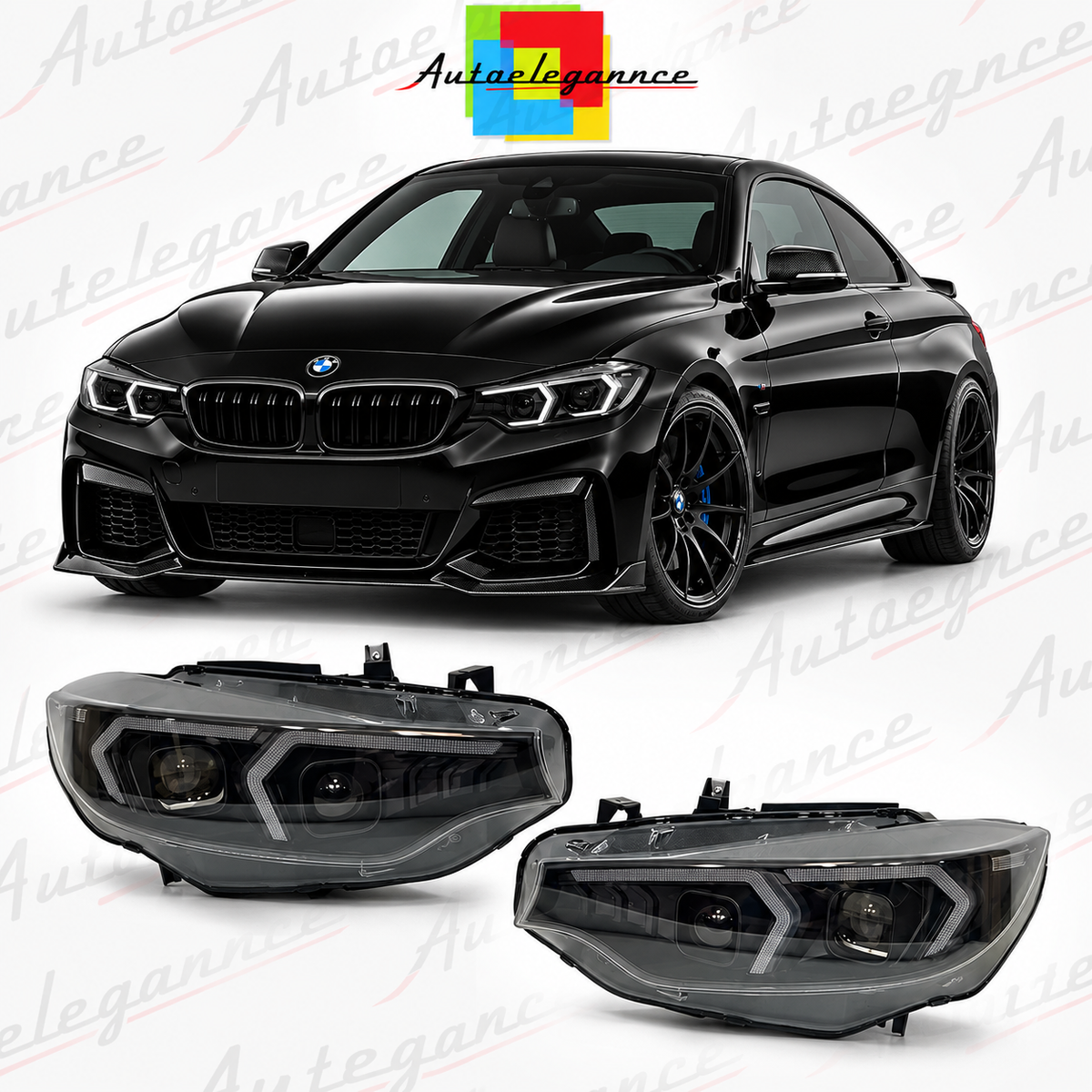 ART.10717 FARI ANTERIORI ADATTO PER BMW 4 F32 / F33 / F36 2013-2017 Look G80