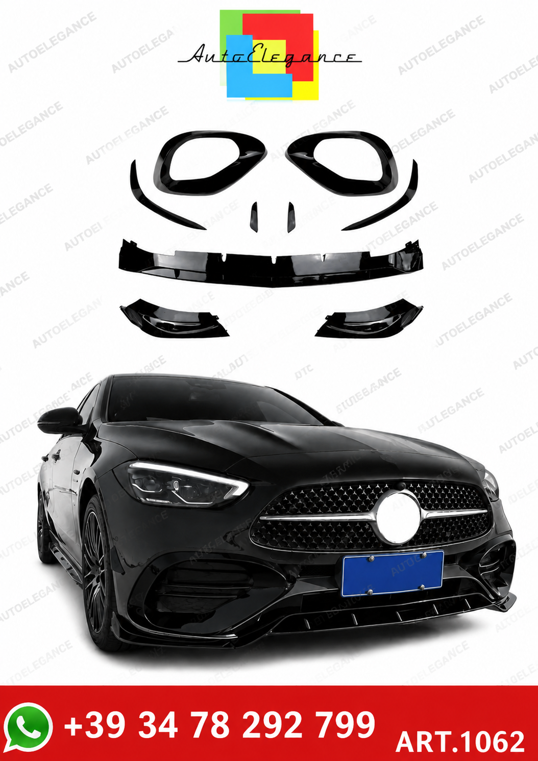 💫KIT AERO ANTERIORE PER CLASSE C W206 2021 AMG NERO LUCIDO💫 (Copia)