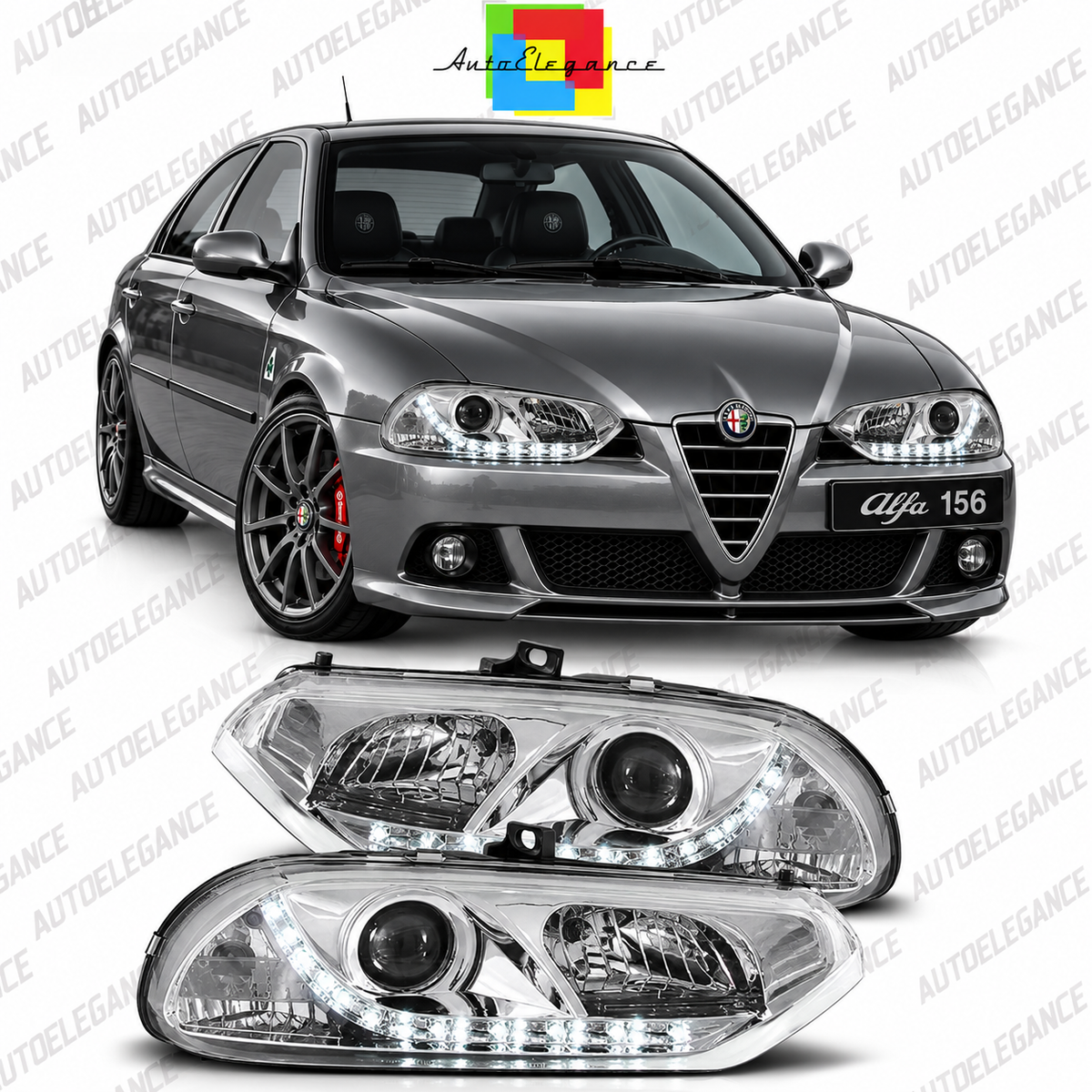 ART.5473  FARI  ANTERIORI ADATTO  PER   ALFA ROMEO 156 10.97-06.03 CHROMO