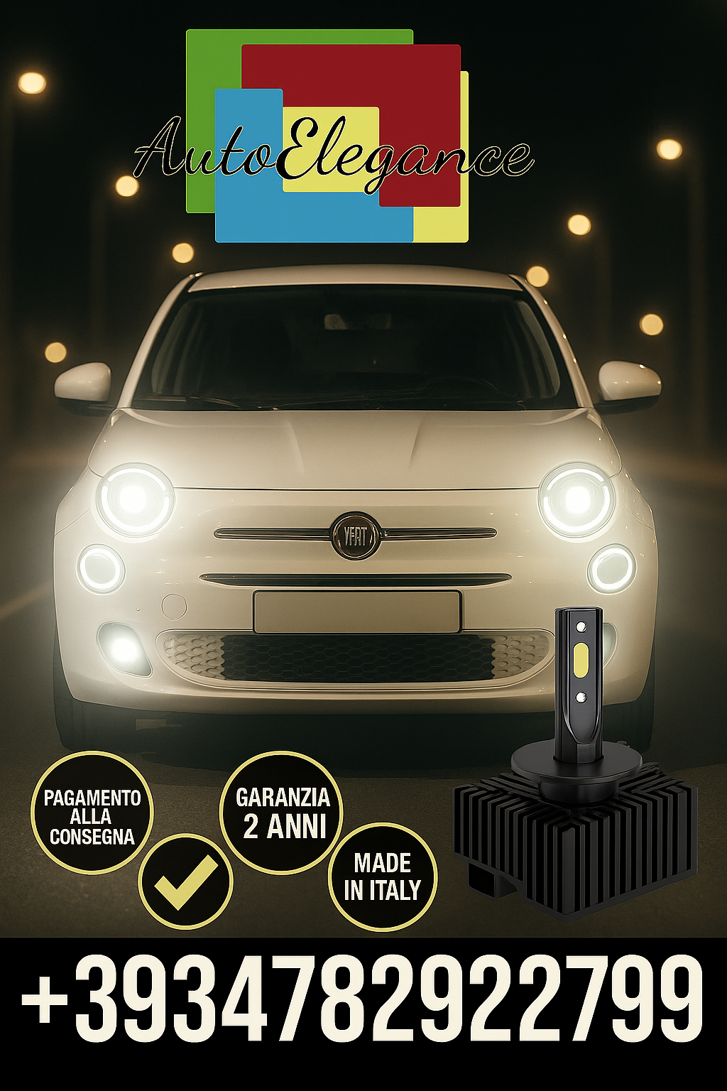COPPIA LAMPADE D2S LED DA XENON A LED PER   Fiat 500