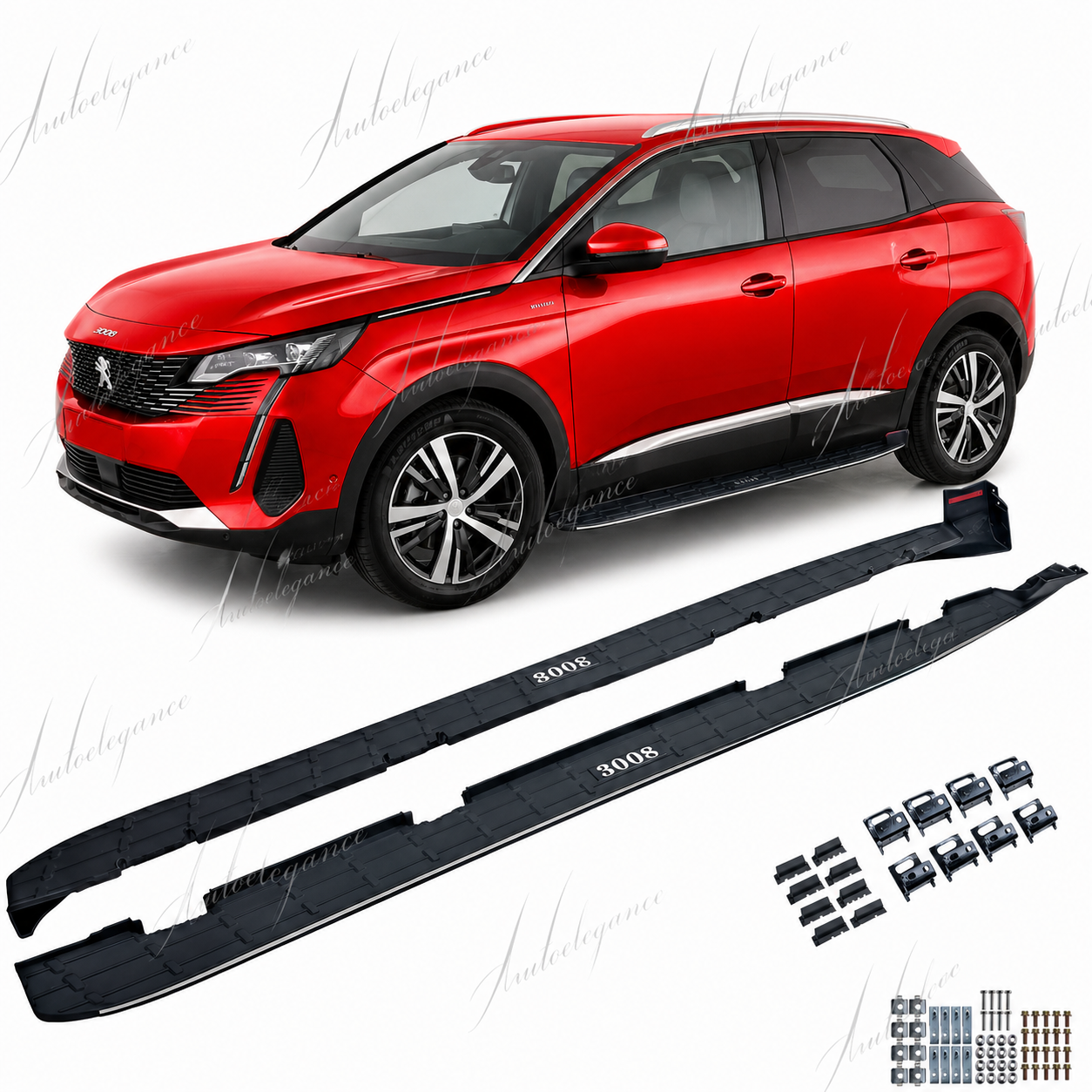 🔥ART.9721 PEDANE LATERALI STILE OE NERO ADATTO PER PEUGEOT 3008 2016-2023🔥