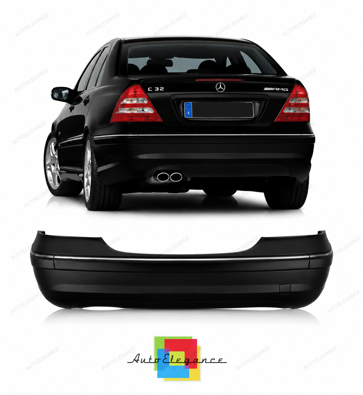 💕PARAURTI POSTERIORE BENZ CLASSE C W203 S 01-07  C32 AMG USCITA DOPPIA SX 💕