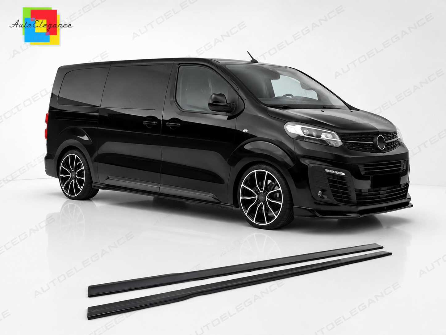 👉Gonne Laterali per Ford Transit Custom L1 MK2 VW T7 Sottoporta Nero Lucido👈