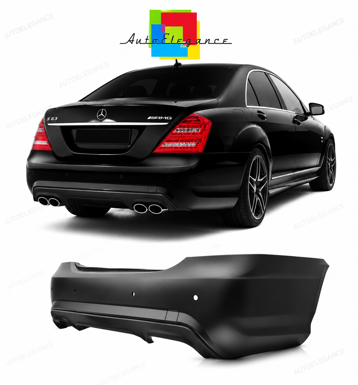 💕PARAURTI POSTERIORE PER MERCEDES CLASSE S W221 05-11 LOOK AMG PDC💕