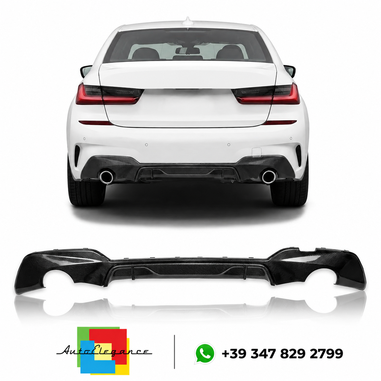 👉Diffusore con spoiler posteriore look carbonio adatto per BMW Serie 3 19-22👈