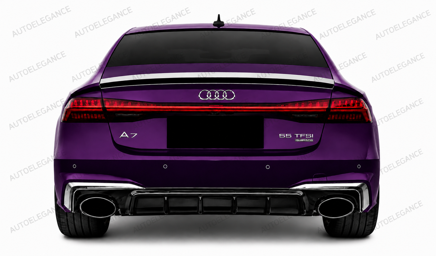 💫ART.10226 DIFFUSORE + TERMINALI PER AUDI A7 18-23 LOOK RS7 NERO LUCIDO CROMATO💫