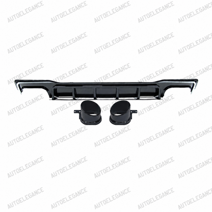 💫ART.10226 DIFFUSORE + TERMINALI PER AUDI A7 18-23 LOOK RS7 NERO LUCIDO CROMATO💫