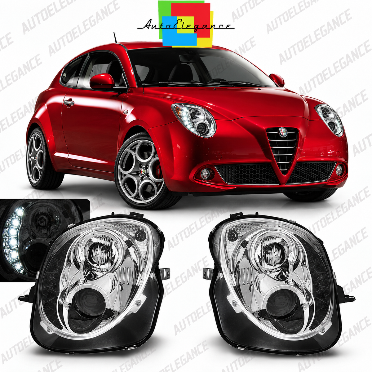 ART.5478 FARI ANTERIORI ADATTO PER ALFA ROMEO MITO 08-19 CHROME