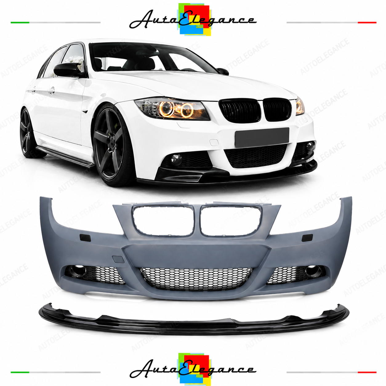 PARAURTI ANTERIORE BMW E90 E91 LCI 08-12 LOOK M4 PDC + SPOILER LIP