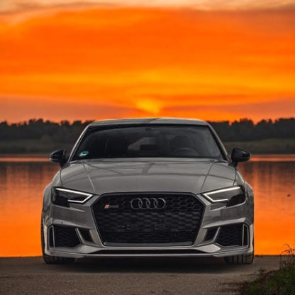 ⭐GRIGLIA ANTERIORE ADATTO PER  AUDI A3 8V 2017-2020 LOOK RS3 NERO LUCIDA⭐