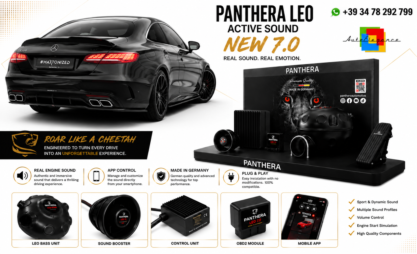 💕ART.2672 PANTHERA Soundsystem Booster 7.0-Mercedes-Benz S Coupe AMG C217💕