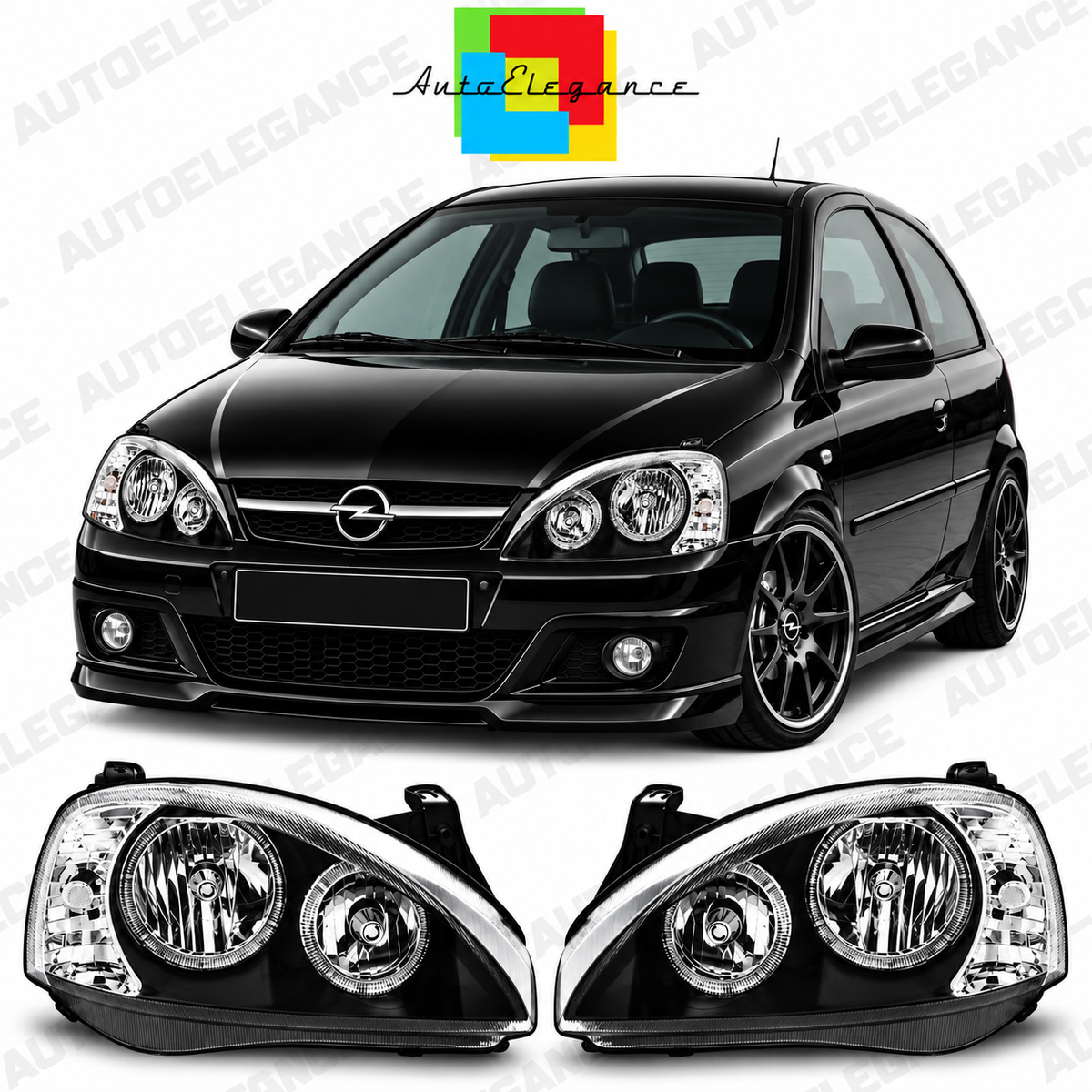ART.10994 FARI  ANTERIORI ADATTO PER OPEL CORSA C 11.00-09.06 LED NERO