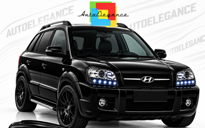 ART.11135 FARI ANTERIORI ADATTO PER HYUNDAI SANTA FE 06.06-12 NERO