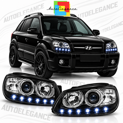 ART.11135 FARI ANTERIORI ADATTO PER HYUNDAI SANTA FE 06.06-12 NERO