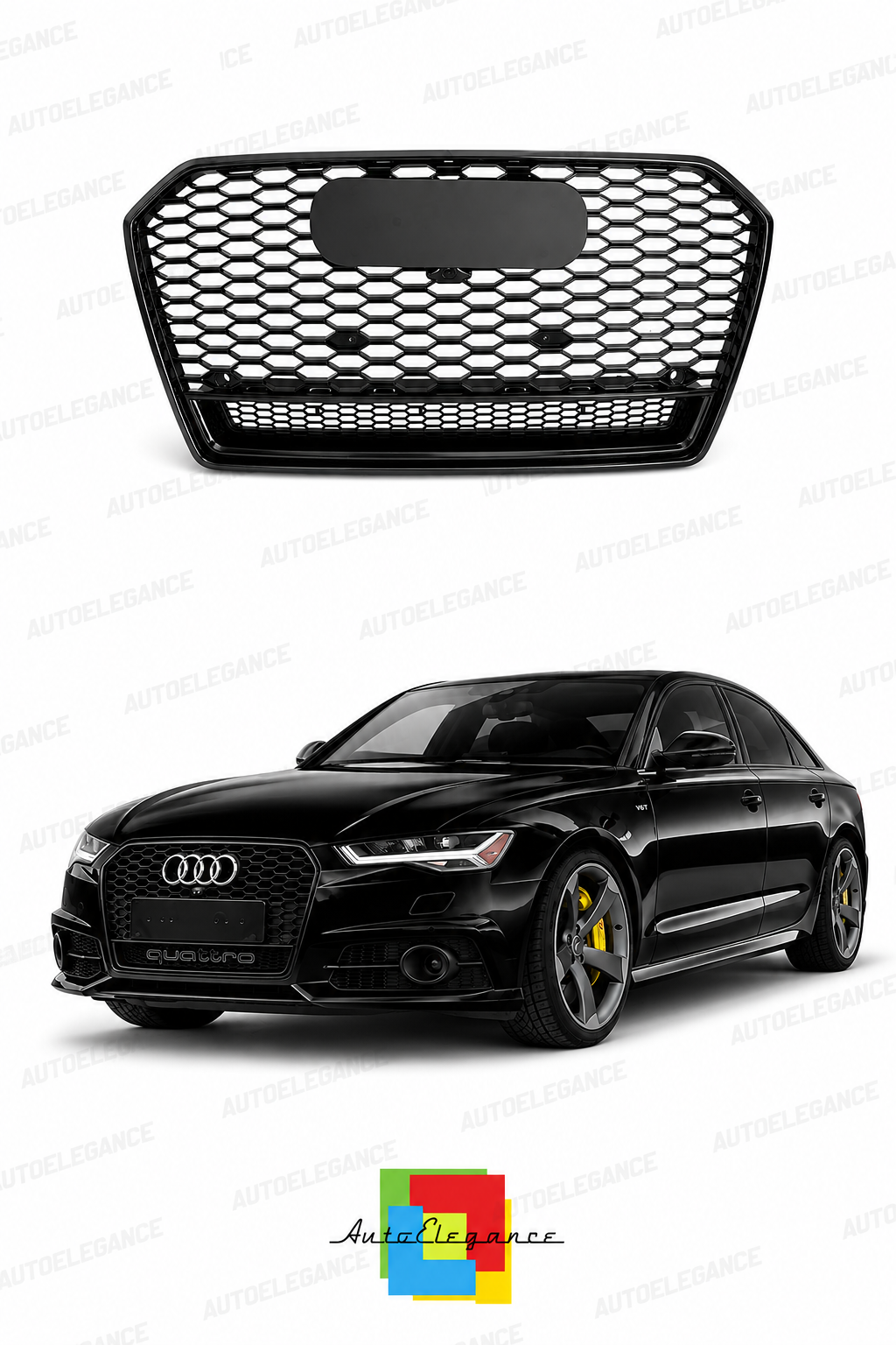 👉Griglia stile RS6 per Audi A6 (C7) berlina Avant (2015-2018) nero lucido👈