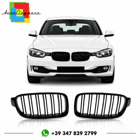 👉Griglia Anteriore Doppio Rene Nero Lucido BMW Serie 3 F30 F31 11-19👈