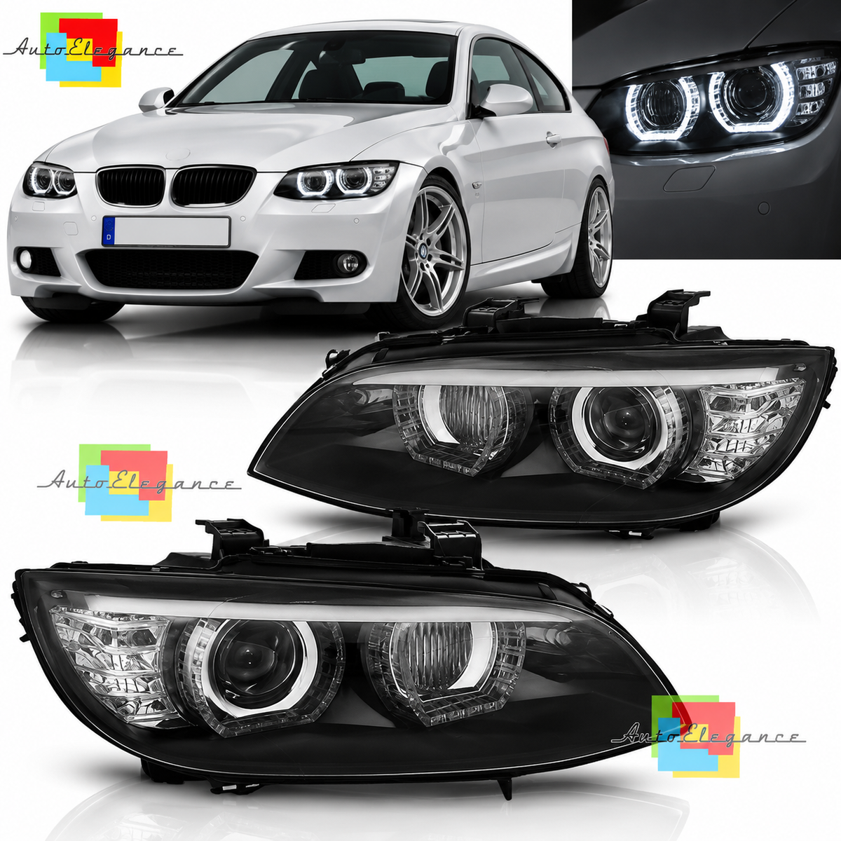 FANALI ALLO XENO ANGEL EYES LED NERO ADATTI PER BMW E92/E93 06-10