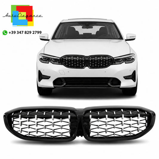 💫Griglia anteriore in cromo nero lucido per BMW Serie 3 G20 G21 2019-2022💫