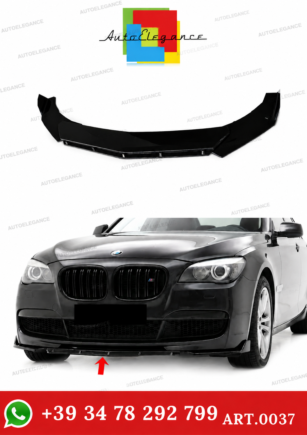 💫ART.0037 SPLITTER ANTERIORE NERO LUCIDO PER BMW SERIE 7 F01 F02💫