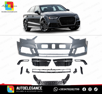 💕ART.10277 PARAURTI ANTERIORI S-Line Audi A3 (8V) Sedan Facelift (2016-2019)💕