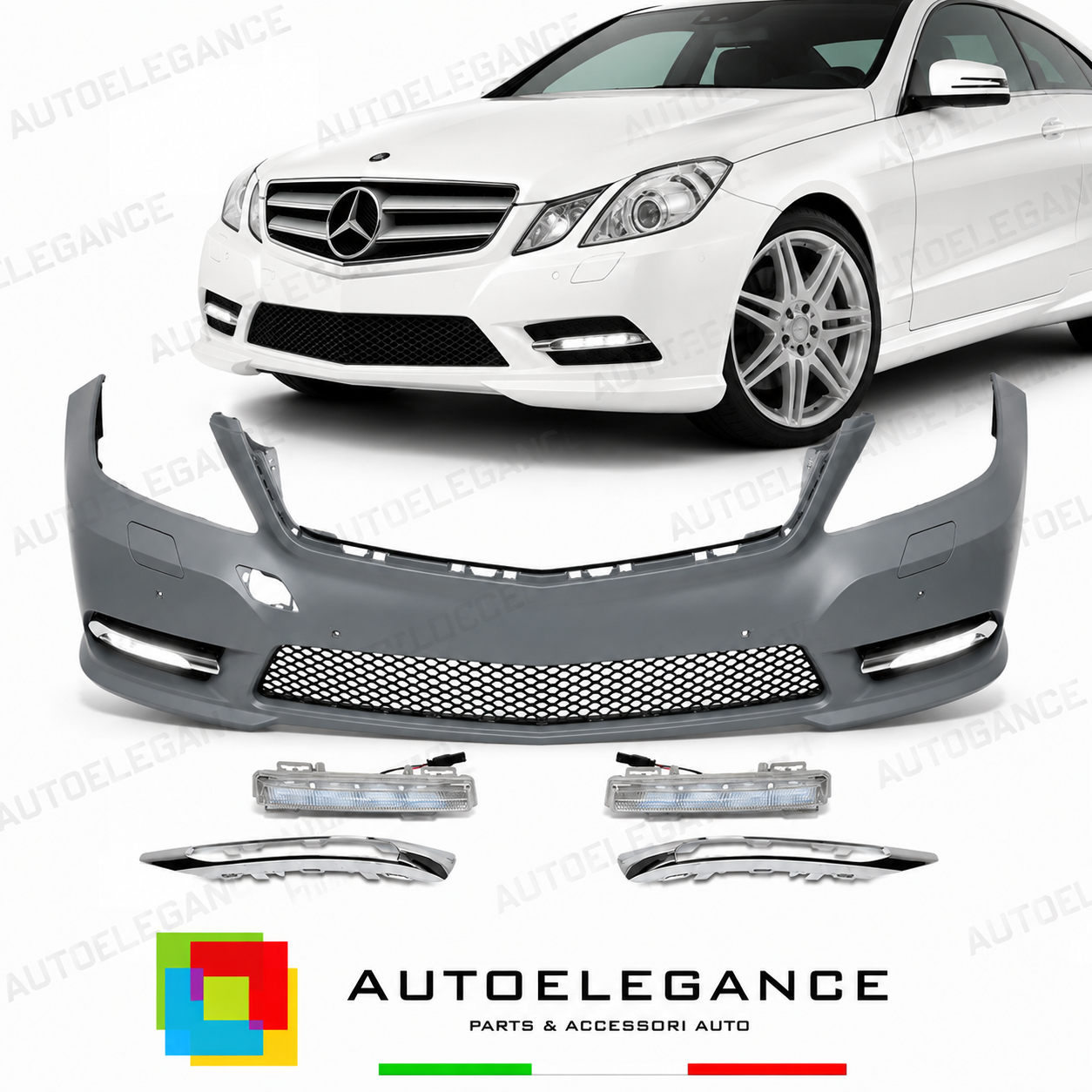PARAURTI ANTERIORE MERCEDES CLASSE E W212 09-13 LOOK AMG PDC SRA + DRL