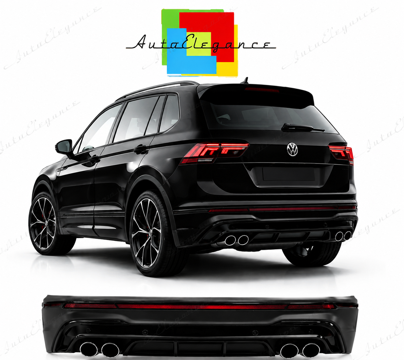 💕PARAURTI POSTERIORE VOLKSWAGEN VW TIGUAN 16-24 LOOK R NERO 💕