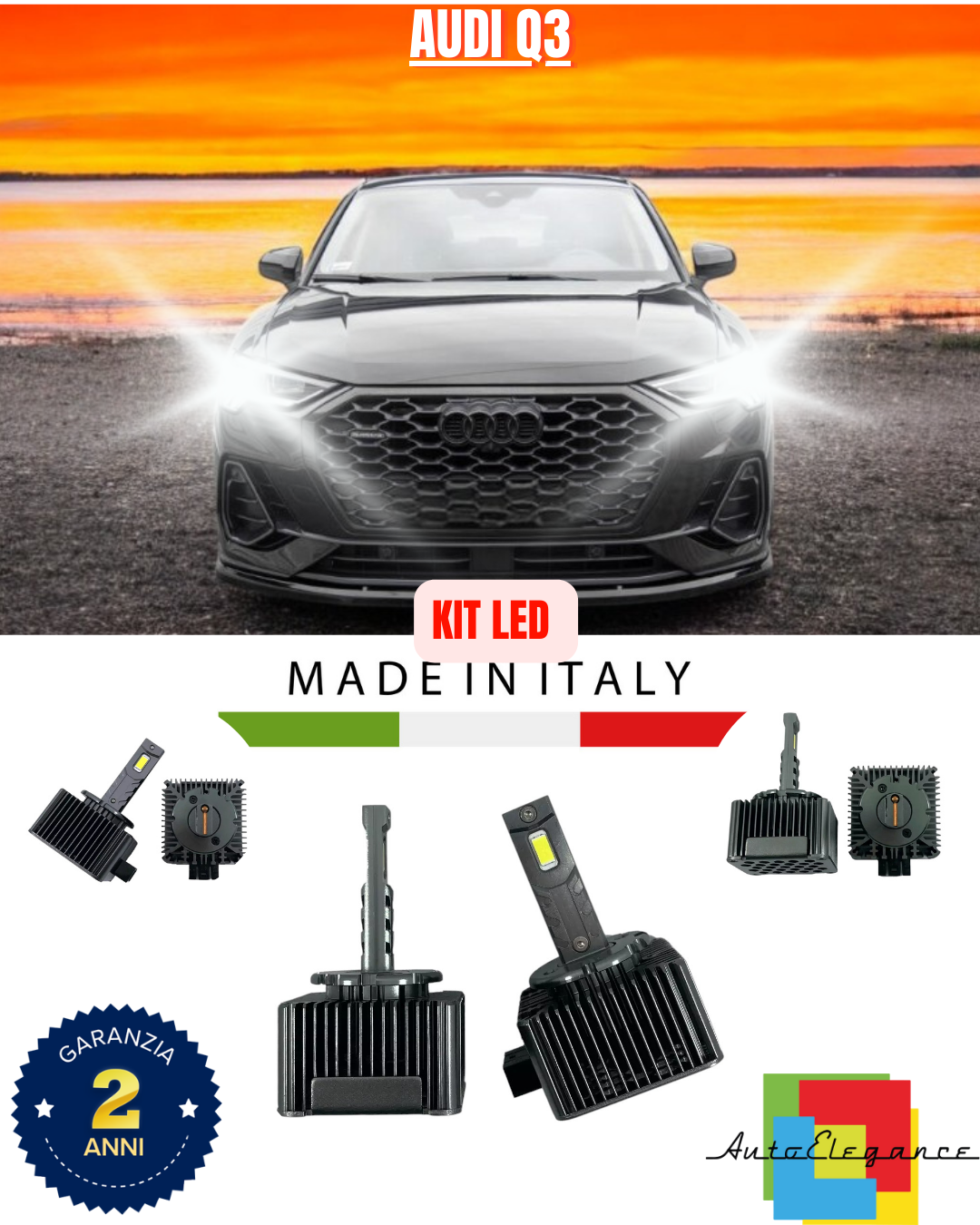 💕 KIT LED LAMPADE ANABBAGLIANTI D5S LED 6000K ADATTO PER AUDI Q3 💕