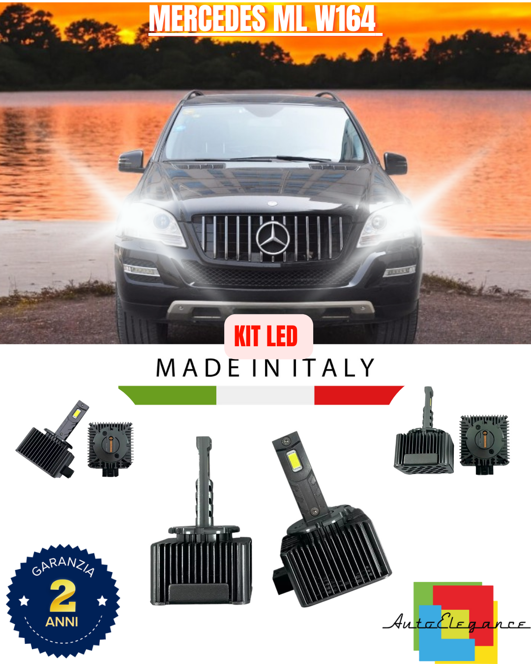 💕 KIT LED LAMPADE ANABBAGLIANTI D1S LED 6000K ADATTO PER MERCEDES ML W164 💕