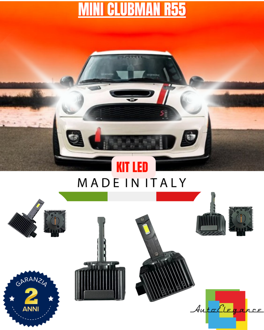 💕 KIT LED LAMPADE ANABBAGLIANTI D1S LED 6000K ADATTO PER MINI CLUBMAN R55 💕