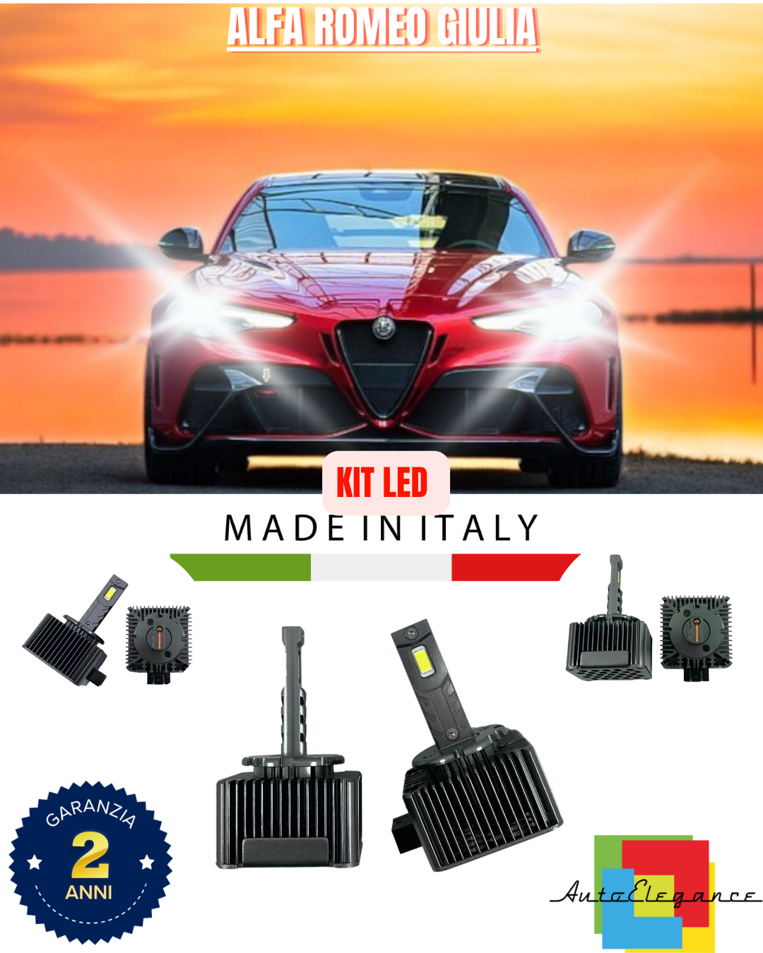 💕 KIT LED LAMPADE ANABBAGLIANTI D5S LED 6000K ADATTO PER ALFA ROMEO GIULIA 💕