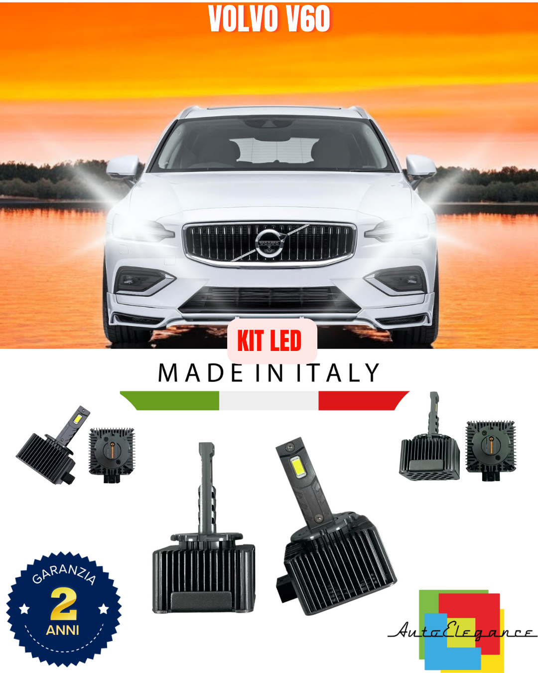 💕 KIT LED LAMPADE ANABBAGLIANTI D3S LED 6000K ADATTO PER VOLVO V60 💕