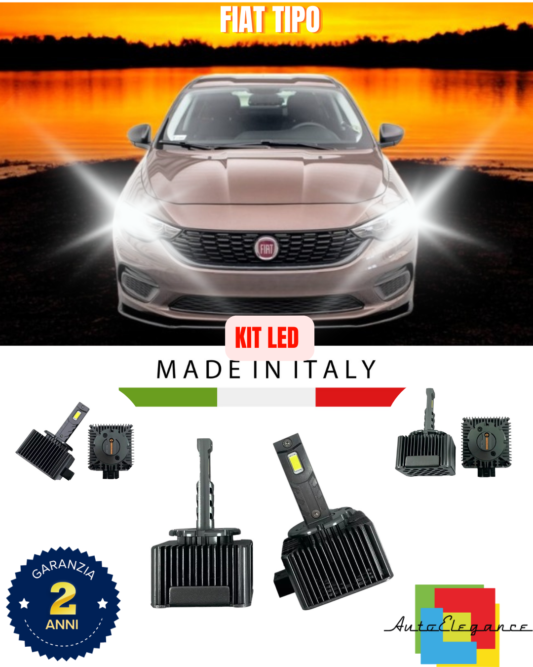 💕 KIT LED LAMPADE ANABBAGLIANTI D5S LED 6000K ADATTO PER FIAT TIPO 💕