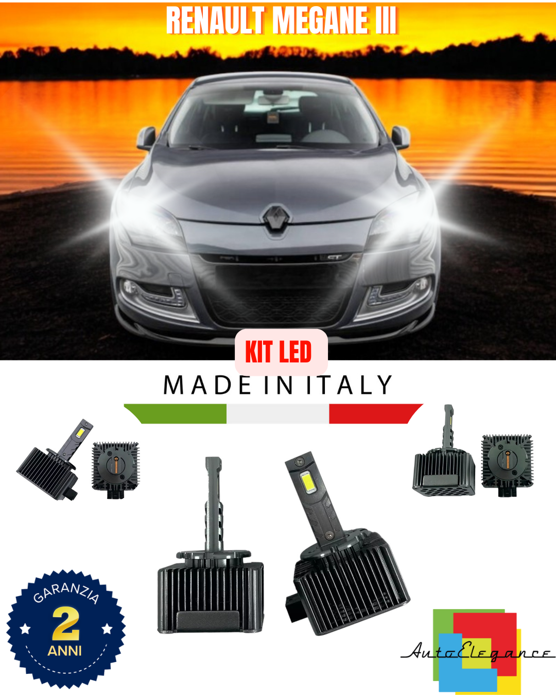 💕 KIT LED LAMPADE ANABBAGLIANTI D1S LED 6000K ADATTO PER RENAULT MEGANE III 💕