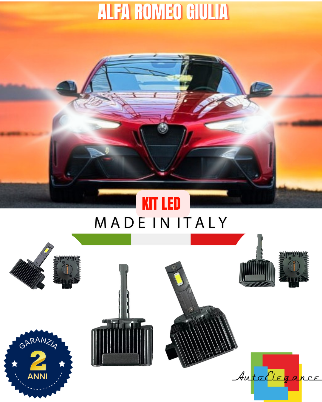 💕 KIT LED LAMPADE ANABBAGLIANTI D3S LED 6000K ADATTO PER ALFA ROMEO GIULIA 💕