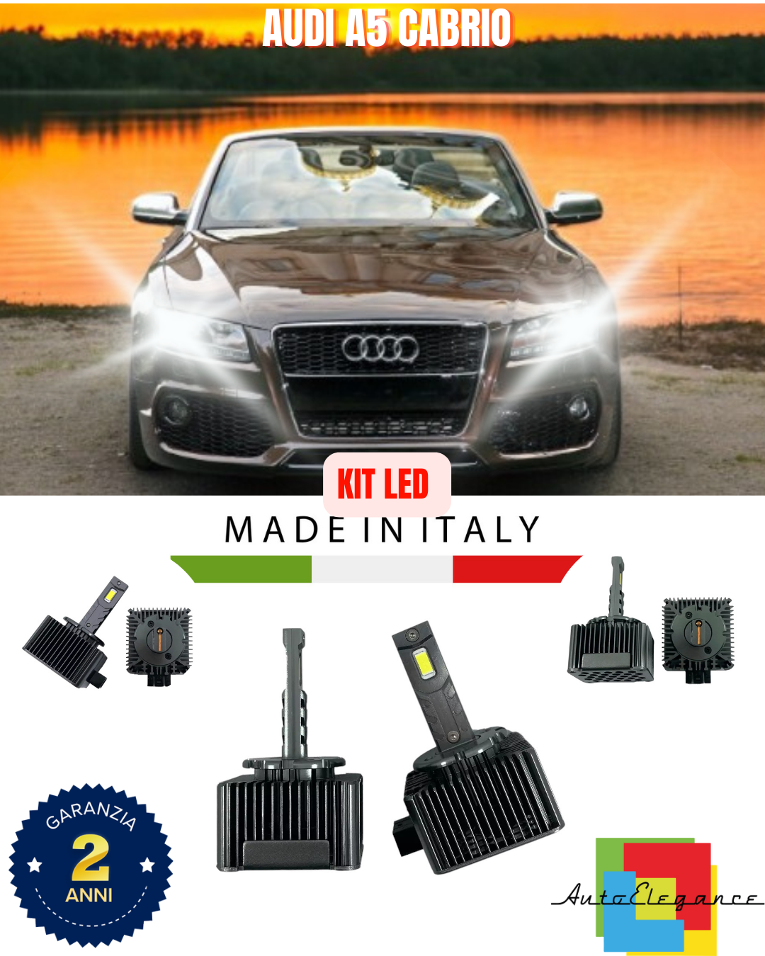 💖 KIT LED LAMPADE ANABBAGLIANTI D3S LED 6000K ADATTO PER AUDI A5 CABRIO 💖
